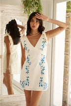 Through The Grapevine Mini Dress Blue