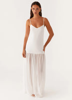 Heavenly Linen Maxi Dress - White