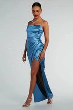 Mayra Formal Satin Slit Long Dress