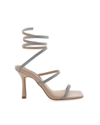 Simi Ankle Strap Heel in Nude Silver