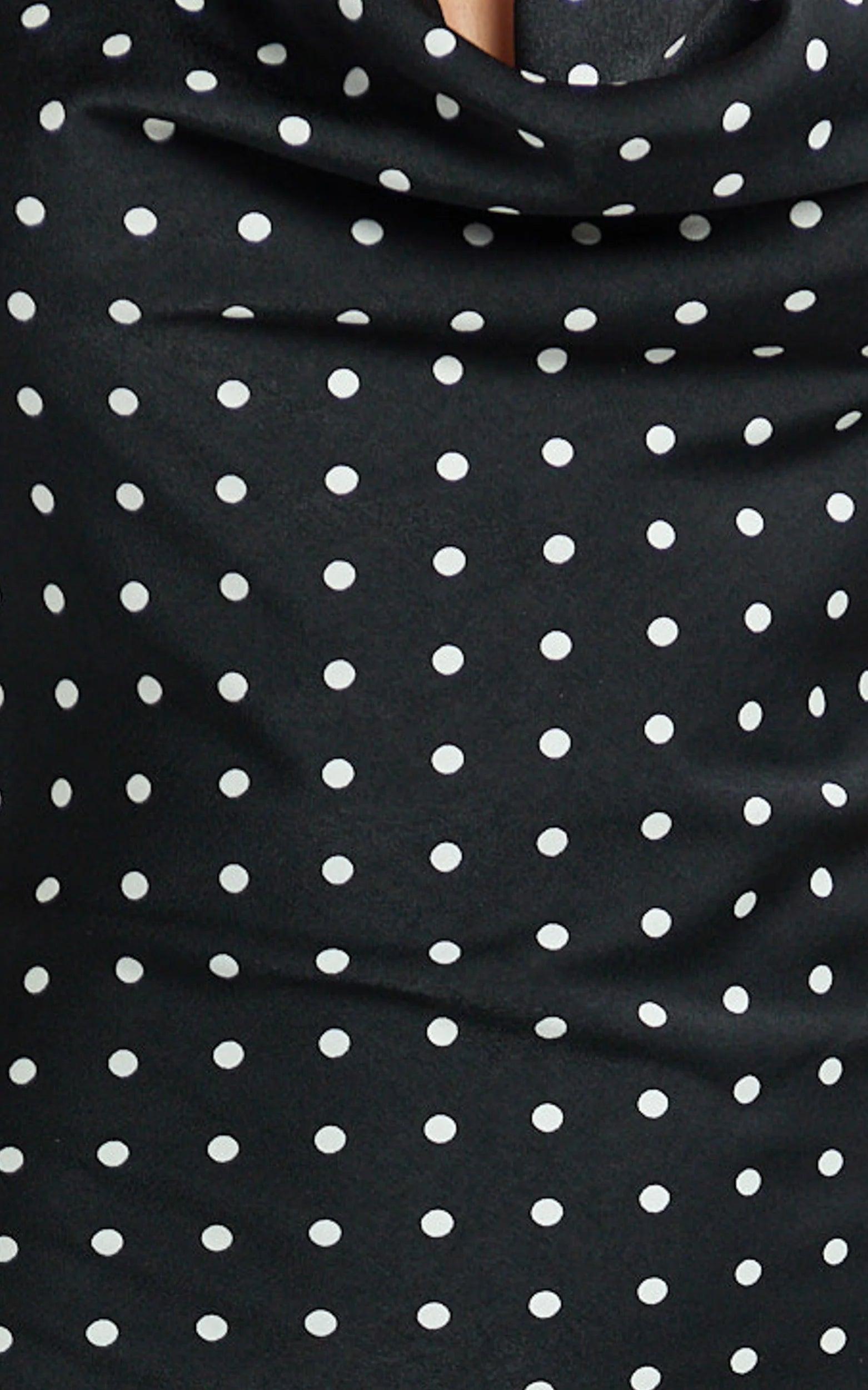 Blanca Maxi Dress - Cowl Neck Bias Cut Dress in Black Polka Dot