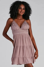 Let It Flow Crochet V-Neck Skater Dress