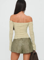 Kenickie Stud Micro Shorts Khaki