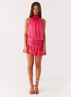 Willow Chiffon Mini Dress - Fuchsia