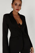 Helda Fitted Cinched Waist Blazer - Black