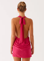 Eleanora Plunge Mini Dress - Pink
