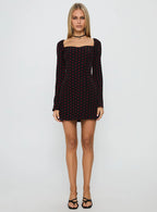 Addisen Long Sleeve Mini Dress Polka Dot