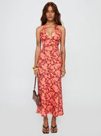 Casablanca Maxi Skirt Red Floral