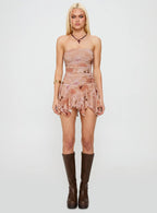 Minxie Strapless Playsuit Pink Floral