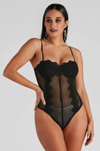 Dreamy-Chic Mesh Crochet Bustier Bodysuit