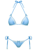Jenner Triangle Bikini Top Blue Gingham