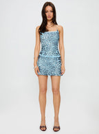 Mystia Mini Skirt Blue / Leopard