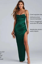 Lola High Slit Satin Dress