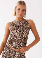 Messina Ruched Tank Top - Leopard