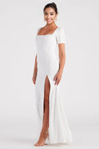 Formal Puff Sleeve Long Dress