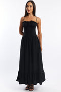 Black Maxi Dress Corset Detailed