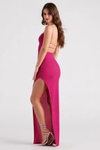 Jenna Formal Glitter Lattice Dress
