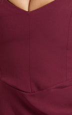 Veronika Maxi Dress - Off Shoulder Plunge High Split Dress in Wine