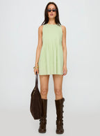 Dreamboat Pleated Mini Dress Matcha