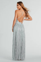 Formal Glitter Tulle A-Line Long Dress