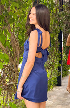 Akira Navy Tie Mini Dress