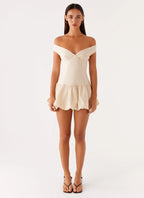 Endless Romance Off Shoulder Mini Dress - Butter