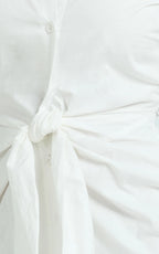 Duncan Mini Dress - Long Sleeve Tie Waist Shirt Dress in White