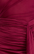 Baylee Mini Dress - Gathered One Shoulder Bodycon Dress in Wine