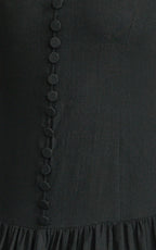Cortez Maxi Dress - Square Neck Button Down Dropped Waist Dress in Black