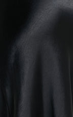 Charlita Maxi Dress - Strapless Cowl Back Satin Dress in Black