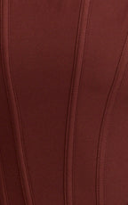 Jonas Maxi Dress - Strapless Corset Bodice Draped Waist Skirt Dress in Chocolate