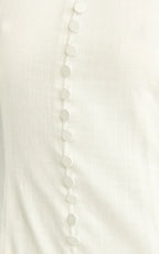 Cortez Maxi Dress - Square Neck Button Down Dropped Waist Dress in White