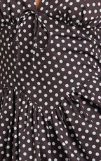 Abby Midi Dress - Neckline Dress in Chocolate Polkadot