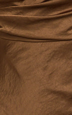 Laurie Maxi Dress - One Shoulder Tie Detail Dress in Chocolate